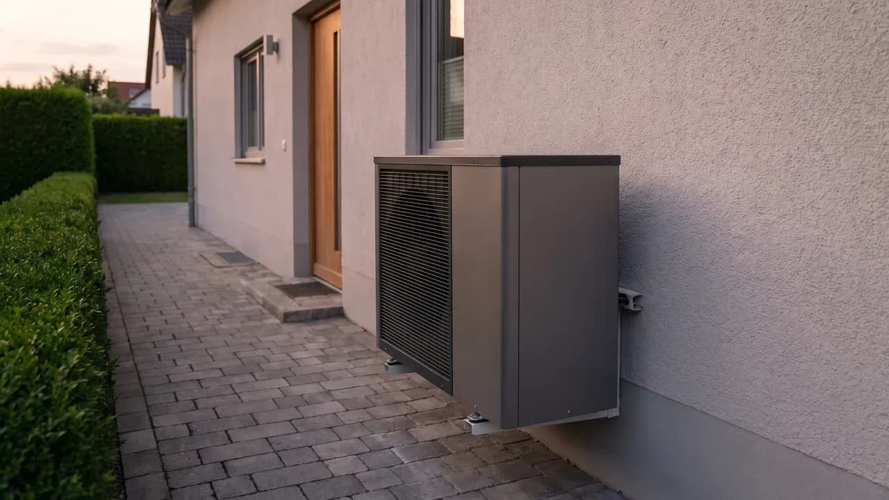 Außeneinheit einer Split-Klimaanlage an einer Hauswand